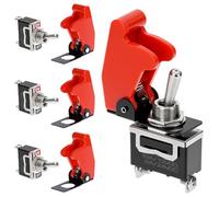 QWORK® Pack de 4 Interrupteur à Bascule avec Capuchons étanches, 10A/12VDC, 6A/24VDC, Interrupteur SPST 2 Broches 2 Positions ON/OFF