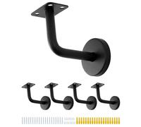 QWORK® Pack de 5 supports de main courante en acier inoxydable - noir - 60x80 mm plat