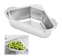 QWORK® Panier de vidange d'évier triangulaire, panier de vidange inox, panier filtre pour évier, pour cuisines