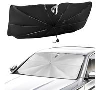 QWORK® Pare-Soleil pour Voiture, Auto parapluies Squelette en Fibre de Carbone améliorée avec poignée rotative à 360°, pour Voitures, SUV et camions