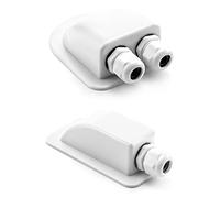 QWORK® Passe-Toit IP68 Presse-étoupe Solaire étanche boîtier d'entrée de câble 2/1 résistant aux intempéries, Caravane et Bateau Passe câble en ABS, Blanc