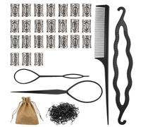 QWORK® Perles de Barbe Runes Viking pour Homme - Coffret 24 Pièces avec Perles pour Dreadlocks, Élastiques, Accessoires de Coiffure et Pochette
