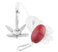 QWORK® Petite Ancre de Bateau 0.7 kg, Ancre Pliante, Comprenant Ancre Corde de 20 mètres, Une bouée à Boule et Un Sac de Rangement, pour Kayaks, canoës et Jet Skis