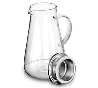 QWORK® Pichet en verre de 2.0 litres avec couvercle, carafe en verre borosilicaté résistant à la chaleur, pour eau chaude/froide
