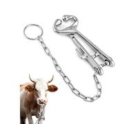 QWORK Pince à nez de vache en acier inoxydable avec outil de traction pour le bétail, le nez de bœuf avec chaîne, outil de traction pour ferme, vétérinaire