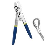 QWORK® Pince à sertir les câbles en acier inoxydable, pour sertir câbles métalliques, jusqu'à 2.2 mm, avec poignées antidérapantes et fonction de coupe