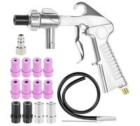QWORK® Pistolet sablage à air comprimé kit, avec 12 buses, tuyau en caoutchouc et raccord rapide, pour des applications de nettoyage polyvalentes