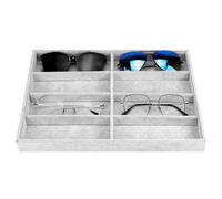 QWORK® Plateau à bijoux pour lunettes, boîte de présentation en velours à 8 compartiments, empilable et polyvalent pour lunettes, montres et bijoux