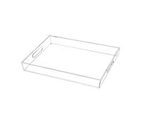 QWORK® Plateau de Service Transparent, Plateau en Acrylique avec poignées, Protection Contre Les Rayures, idéal pour Le Petit-déjeuner, Le café et Les Desserts, 30 x 40 cm