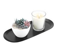 QWORK® Plateau décoratif, 30x12cm INOX Plateau à Bougies Noir, Plateau de Service, pour Bijoux, Bougies