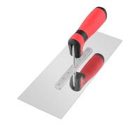 QWORK® Platoir à Enduit Platoir de Finition en Acier Inoxydable - 280 x 107 mm - Support Aluminium et Poignée Ergonomique