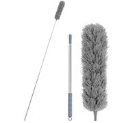QWORK® Plumeau Télescopique 250 cm avec Tête Pliable en Microfibre - Idéal pour Nettoyage en Hauteur, Plafonds et Toiles D'araignée