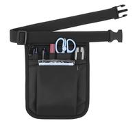 QWORK Pochette de Ceinture Multifonction, 25 x 18 cm, Organiseur de Travail à Plusieurs Poches, Sac Banane pour Petits Outils et Accessoires, Oxford imperméable, Ceinture réglable, Noir