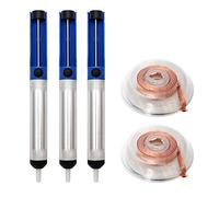 QWORK® Pompe à dessouder mèche à souder , 3 pompe dessouder et 2 Tresse à Dessouder avec 2.5 mm de largeur et 1.5 m de long , bleu