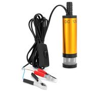 QWORK® Pompe à eau 12V 38MM, pompe diesel avec clip, acier inoxydable, cordon d'alimentation 3M, pour diesel, kérosène, eau