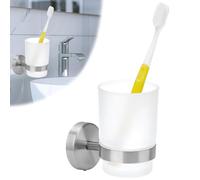 QWORK Porte-brosse à dents murale en acier inoxydable, avec 1 tasse pour bain de bouche