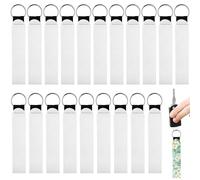 QWORK® Porte-clés en Néoprène de Sublimation Blancs - 20 Pièces en Cuir