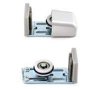 QWORK Porte Guide Inférieur, ajustable guide de plancher, roues anti-rayures avec roulement à billes, pour porte coulissante à cadre, argent, 2 pièces