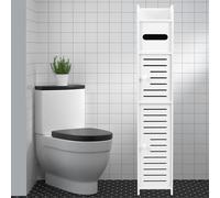 QWORK® Porte Papier Toilette Sur Pied, Meuble Salle de Bain Étanche, 14 x 15 x 80 cm