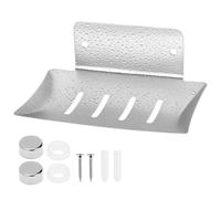 QWORK® Porte Savon Mural en Acier Inoxydable 304 Argent - Support Savon Antirouille avec Trou de Drainage - Idéal pour Salle de Bain et Cuisine