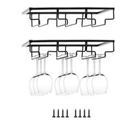 QWORK® Porte-Verres à Vin Suspendu en Métal - 3 Rangées pour Cuisine de Bar - Noir - Lot de 2