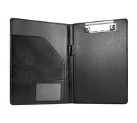 QWORK® Portfolio A5 en Simili Cuir, Porte-Bloc Porte Documents pour Réunion/Bureau/Voyage d'Affaires (Noir)