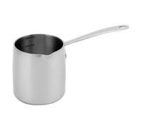 QWORK Pot à beurre à lait avec bec verseur - Capacité de 425,2 g, poêle à chocolat triple épaisseur en acier inoxydable 304, mini casserole à café turque, compatible avec induction