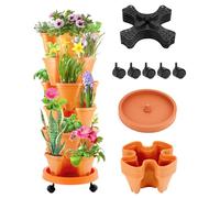 QWORK® Pot de Fleurs Vertical, jardinière en Tour à 6 Niveaux, Pots de Plantes empilables en Plastique, légumes empilables, Fraises, Fleurs