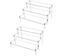QWORK® Présentoir Acrylique à 3 Niveaux, 4mm d'épaisseur, 30x21x15cm - Présentoir Acrylique Transparent pour Figurines, Bijoux, Cupcake, Rouge à Lèvres, Vernis à Ongles, Épices (Lot de 2)