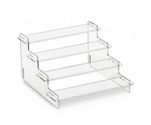 QWORK® Présentoir Acrylique à 4 Niveaux, Présentoir Transparent pour Cupcake, Parfum, Bijoux, Figurines, Épices (20 x 20 x12 cm)