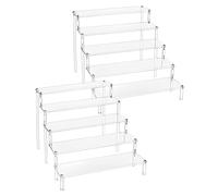 QWORK® Présentoir Acrylique à 5 Niveaux, 4mm d'épaisseur, 32x30x24cm - Présentoir Acrylique Transparent pour Figurines, Bijoux, Cupcake, Rouge à Lèvres, Vernis à Ongles, Épices (Lot de 2)