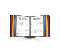 QWORK® Présentoir de table, porte documents multicolore réglable à 360° pour salles d'exposition, restaurants, bureaux, lieux publics, 20 tableaux d'affichage A4