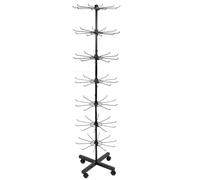 QWORK® Présentoir rotatif en métal à 7 niveaux pour chapeaux, bijoux, chaussettes et foulards en soie, avec roulettes