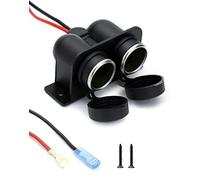 QWORK Prise Allume Cigare pour Auto, DC 12V Prise Anti-Poussière avec Câble d'Extension 60cm et Fusible 10A pour Bateau Voiture Moto (Port Double)