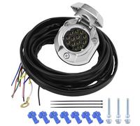 QWORK® Prise de remorque 13 Broches avec câble de remorque de 2 m, boîtier étanche en Fonte d'aluminium avec Faisceau de câbles précâblée