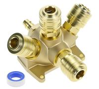 QWORK® Prise murale distributeur d'air comprimé 4 voies, G 1/2" NW 7.2 distributeur air comprimé en laiton, compatible avec la plupart des compresseurs