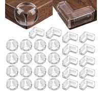 QWORK® Protection Coin de Table Bébé 30 Pièces (16 Ronds, 14 en L) - Protège Angle Transparent avec Adhésif Renforcé pour Sécurité Enfant, Meubles, Tables Basses et Bureaux