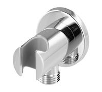 QWORK® Raccord de tuyau chromé avec support de douchette, laiton G1/2", support de douche universel, facile à installer