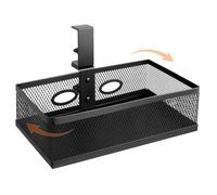 QWORK® Rangement sous le bureau, Organiseur sous le bureau, Rotation à 360°, Rangement de bureau à pince, Conception en maille métallique