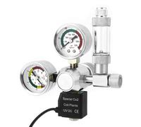 QWORK® Réducteur de Pression CO2 pour Aquarium, Connexion W21.8, Double Manomètre, Compte-Bulles, Clapet Anti-Retour et Électrovanne 12 V