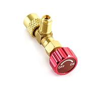 QWORK® Réfrigérant Adaptateur de Valve, Adaptateur de sécurité vanne de Charge de réfrigérant pour Tuyau de Charge de Réfrigérant R410A, 1/4 '' - 5/16 '',Rouge