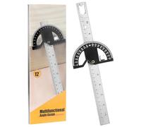 QWORK® Règle d'angle rapporteur, outil de jauge d'angle réglable,outil de mesure de 0 à 180 degrés pour l'amélioration de l'habitat et la menuiserie (noir, 30 cm)