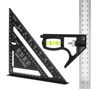 QWORK® Règle triangulaire en aluminium de 180 mm et trusquin en acier inoxydable de 300 mm pour un travail du bois précis