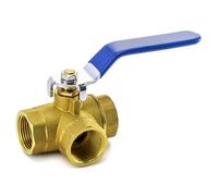 QWORK® Robinet à boisseau sphérique à 3 voies (orifice en T) série, poignée à levier, femelle (DN20 3/4") en laiton forgé