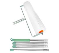 QWORK Rouleau à picots en latex 50,8 x 2,5 cm pour sol auto-nivelant - Pour enlever les bulles - Surface lisse avec clous/dents de 30 mm - Avec tige télescopique de 1,6 m