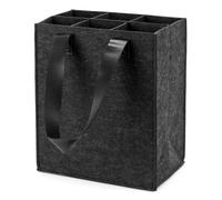 QWORK® Sac à Bouteilles 6 Compartiments - Sac à Vin Réutilisable en Feutre, Poignées Robustes en Cuir PU