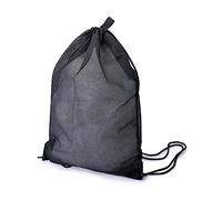 QWORK Sac à Dos à Cordon en Nylon, Sac de Sport Sac Filet pour la Plage/Piscine/Gym/Voyage - 45 cm x 60 cm - Noir