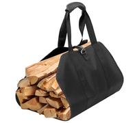 QWORK® Sac de transport de bûches, sac de transport de bois de chauffage, fourre-tout de bois de chauffage de cheminée 100x46 cm, noir