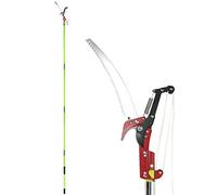 QWORK® Scie àÉlaguer à grande portée de 4 m - Lame en acier au manganèse SK5 - Poteaux en fibre de verre haute résistance - Hauteur réglable de 1,4 m à 4 m