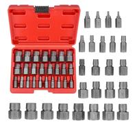 QWORK® Set de 25 Extracteurs de Vis et Boulons, 1/8" à 7/8" en Acier CR-MO - Kit d'Extraction de Goujon Cassé pour Réparation Automobile, Entretien Industriel et Bricolage